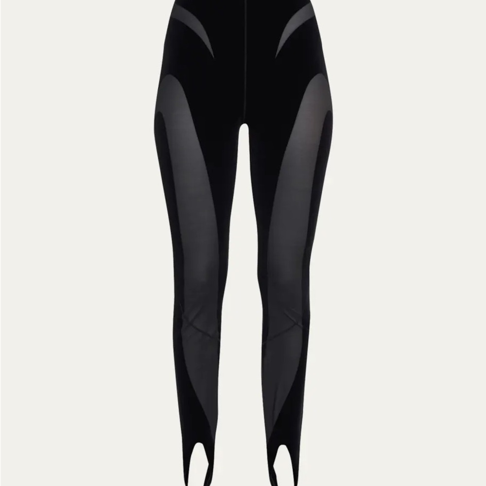 Wolford x Mugler Black Sheer Panel Leggings